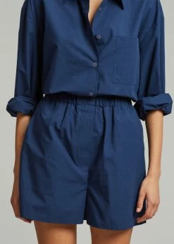 The Frankie Shop CLOTHING Lui Cotton Boxer Short - Navy