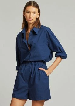 The Frankie Shop CLOTHING Lui Cotton Boxer Short - Navy