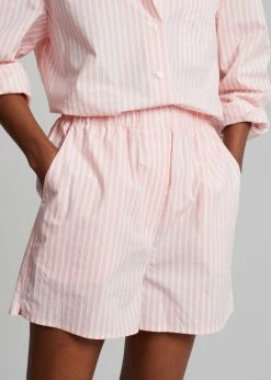 The Frankie Shop Lui Cotton Boxer Short - Pink Stripe CLOTHING