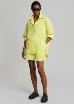 The Frankie Shop Lui Cotton Shirt - Citrus Stripe CLOTHING