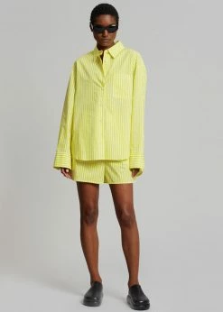 The Frankie Shop Lui Cotton Shirt - Citrus Stripe CLOTHING