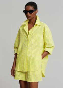 The Frankie Shop Lui Cotton Shirt - Citrus Stripe CLOTHING