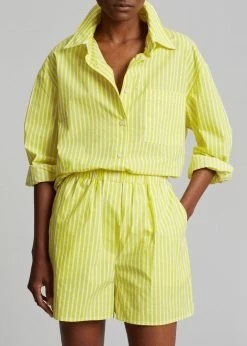 The Frankie Shop Lui Cotton Shirt - Citrus Stripe CLOTHING