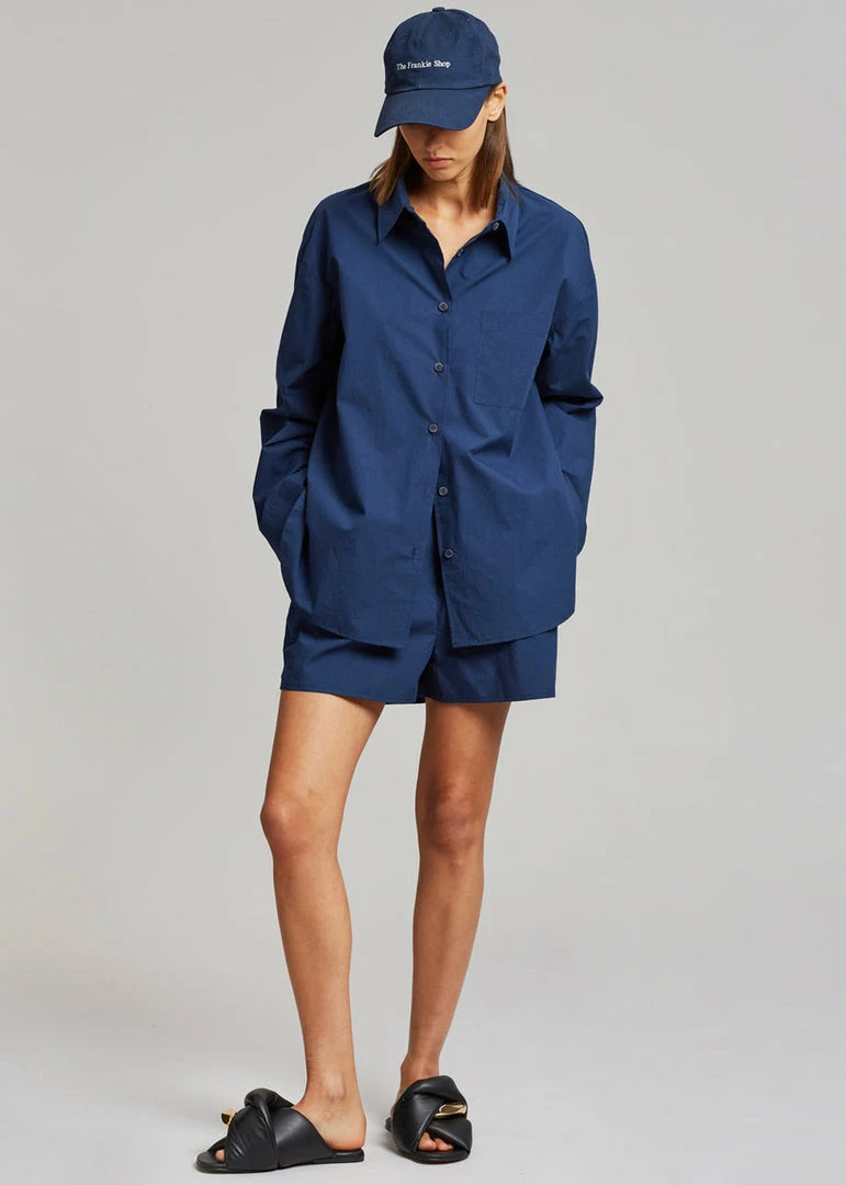 Wholesale π The Frankie Shop Lui Cotton π Shirt - Navy π₯° 6 The Frankie Shop Lui Cotton Shirt - Navy
