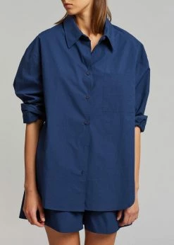 Wholesale π The Frankie Shop Lui Cotton π Shirt - Navy π₯° 19 The Frankie Shop Lui Cotton Shirt - Navy