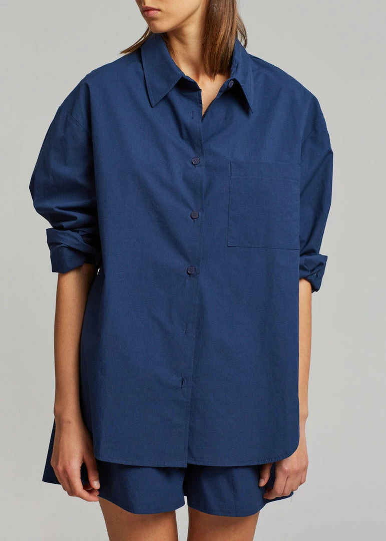 Wholesale π The Frankie Shop Lui Cotton π Shirt - Navy π₯° 8 The Frankie Shop Lui Cotton Shirt - Navy
