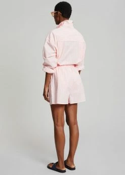 The Frankie Shop Lui Cotton Shirt - Pink Stripe CLOTHING