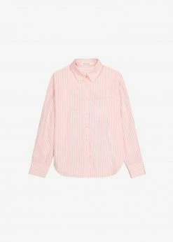 The Frankie Shop Lui Cotton Shirt - Pink Stripe CLOTHING