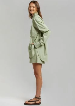 The Frankie Shop Lui Cotton Shirt - Sage CLOTHING