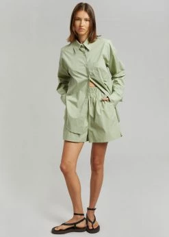 The Frankie Shop Lui Cotton Shirt - Sage CLOTHING