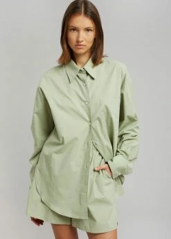 The Frankie Shop Lui Cotton Shirt - Sage CLOTHING