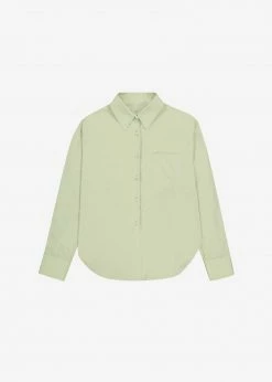 The Frankie Shop Lui Cotton Shirt - Sage CLOTHING