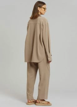 Buy π₯ The Frankie Shop Lui Fluid Pinstripe π Shirt - Camel CLOTHING π 14 The Frankie Shop Lui Fluid Pinstripe Shirt - Camel CLOTHING