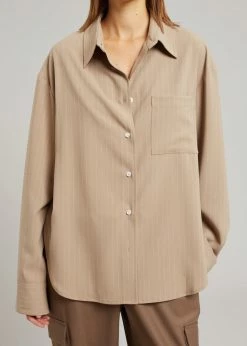 Buy π₯ The Frankie Shop Lui Fluid Pinstripe π Shirt - Camel CLOTHING π 10 The Frankie Shop Lui Fluid Pinstripe Shirt - Camel CLOTHING