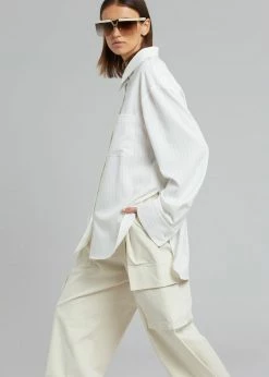 The Frankie Shop CLOTHING Lui Fluid Pinstripe Shirt - Off White