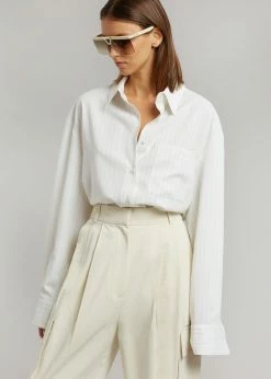 The Frankie Shop CLOTHING Lui Fluid Pinstripe Shirt - Off White