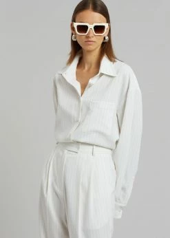 The Frankie Shop CLOTHING Lui Fluid Pinstripe Shirt - Off White