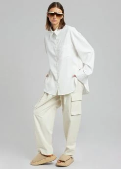 The Frankie Shop CLOTHING Lui Fluid Pinstripe Shirt - Off White