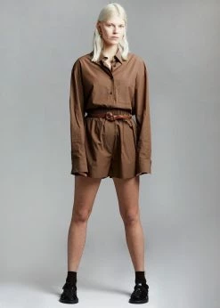 The Frankie Shop Lui Organic Cotton Boxer Short - Chocolate CLOTHING