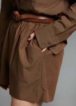 The Frankie Shop Lui Organic Cotton Boxer Short - Chocolate CLOTHING