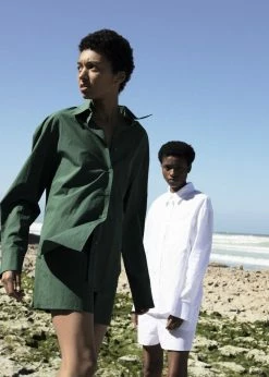 The Frankie Shop Lui Organic Cotton Boxer Short - Hunter Green