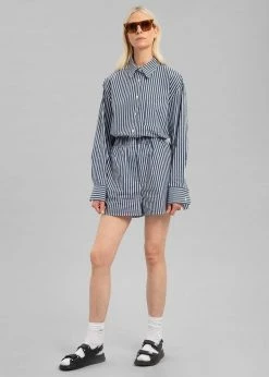 The Frankie Shop CLOTHING Lui Organic Cotton Boxer Short - Navy Stripe