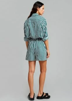 The Frankie Shop Lui Organic Cotton Boxer Short - Pine Stripe