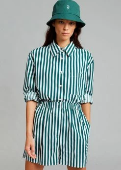 The Frankie Shop Lui Organic Cotton Boxer Short - Pine Stripe