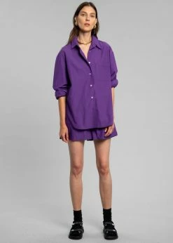 The Frankie Shop Lui Organic Cotton Shirt - Berry CLOTHING