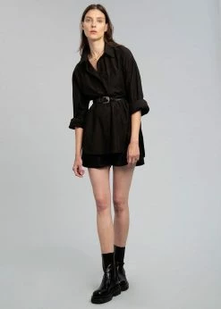 The Frankie Shop CLOTHING Lui Organic Cotton Shirt - Black