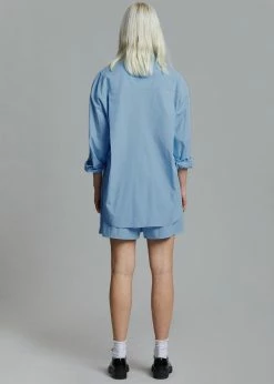 The Frankie Shop Lui Organic Cotton Shirt - Blue CLOTHING