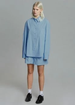 The Frankie Shop Lui Organic Cotton Shirt - Blue CLOTHING