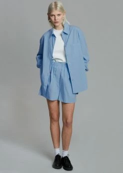 The Frankie Shop Lui Organic Cotton Shirt - Blue CLOTHING