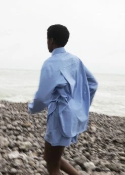 The Frankie Shop Lui Organic Cotton Shirt - Blue CLOTHING