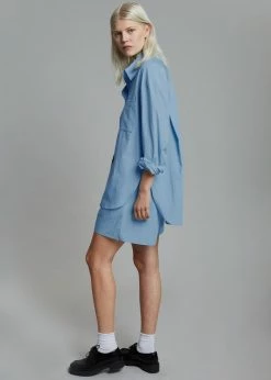 The Frankie Shop Lui Organic Cotton Shirt - Blue CLOTHING