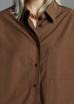 The Frankie Shop Lui Organic Cotton Shirt - Chocolate