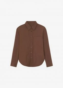 The Frankie Shop Lui Organic Cotton Shirt - Chocolate