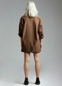 The Frankie Shop Lui Organic Cotton Shirt - Chocolate