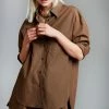 The Frankie Shop Lui Organic Cotton Shirt - Chocolate