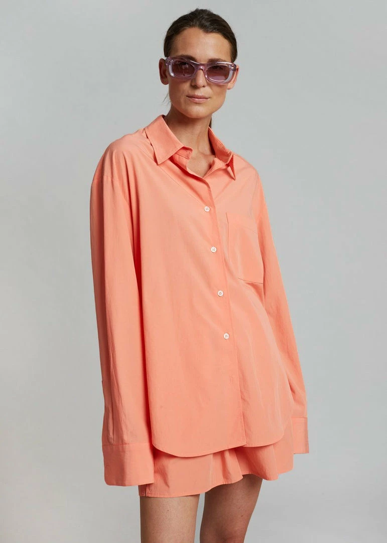 Coupon π The Frankie Shop Lui Organic Cotton π Shirt - Coral π― 3 The Frankie Shop Lui Organic Cotton Shirt - Coral