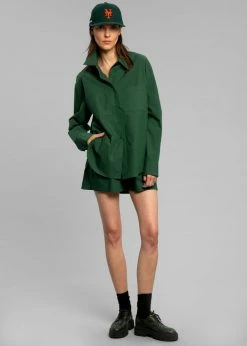 The Frankie Shop CLOTHING Lui Organic Cotton Shirt - Hunter Green