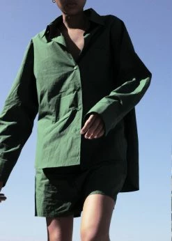 The Frankie Shop CLOTHING Lui Organic Cotton Shirt - Hunter Green