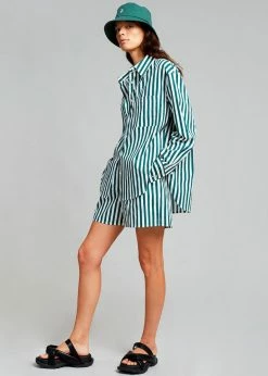 The Frankie Shop CLOTHING Lui Organic Cotton Shirt - Pine Stripe