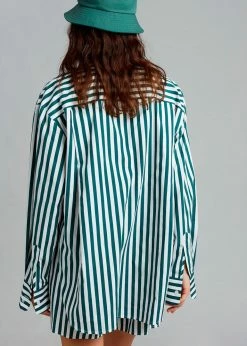The Frankie Shop CLOTHING Lui Organic Cotton Shirt - Pine Stripe