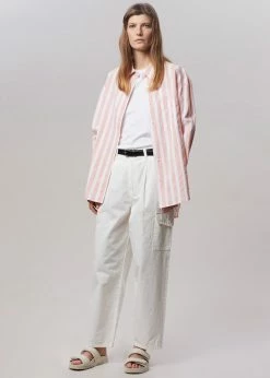 The Frankie Shop Lui Wide Stripes Shirt - Pink CLOTHING