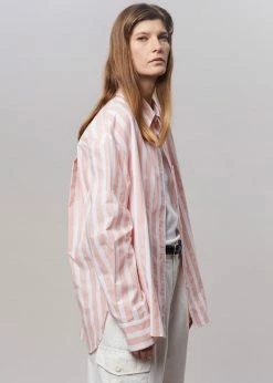 The Frankie Shop Lui Wide Stripes Shirt - Pink CLOTHING