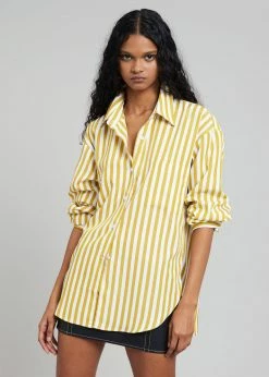 The Frankie Shop CLOTHING Lui Stripe Shirt - Gold Yellow