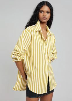 The Frankie Shop CLOTHING Lui Stripe Shirt - Gold Yellow