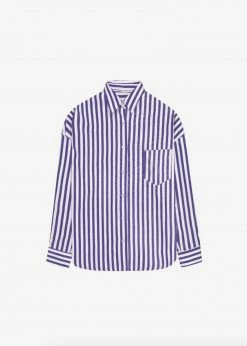 The Frankie Shop Lui Stripe Shirt - Deep Blue CLOTHING