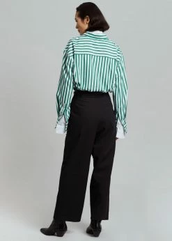 The Frankie Shop Lui Stripe Shirt - Green CLOTHING
